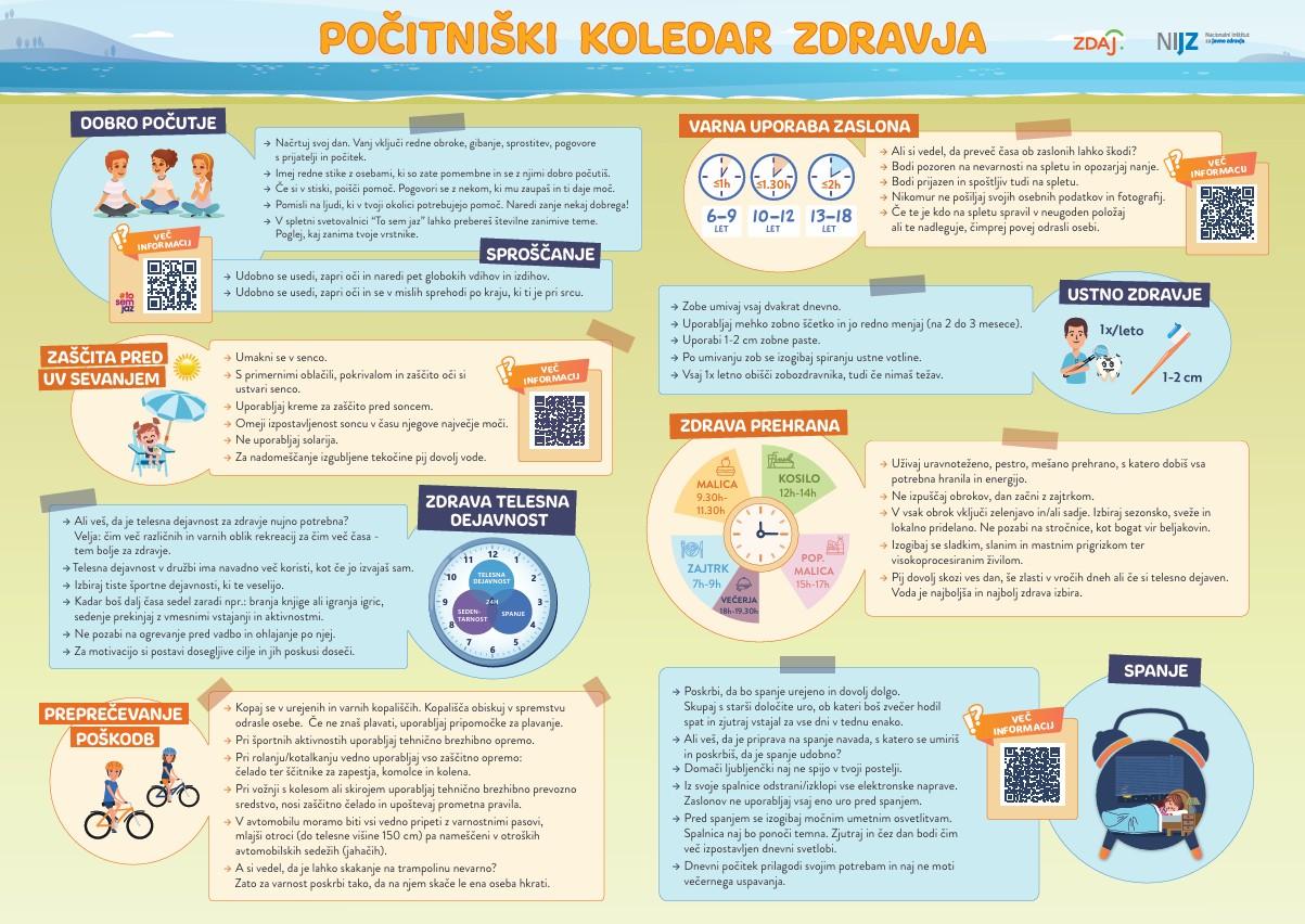 počitniški koledar zdravja 2